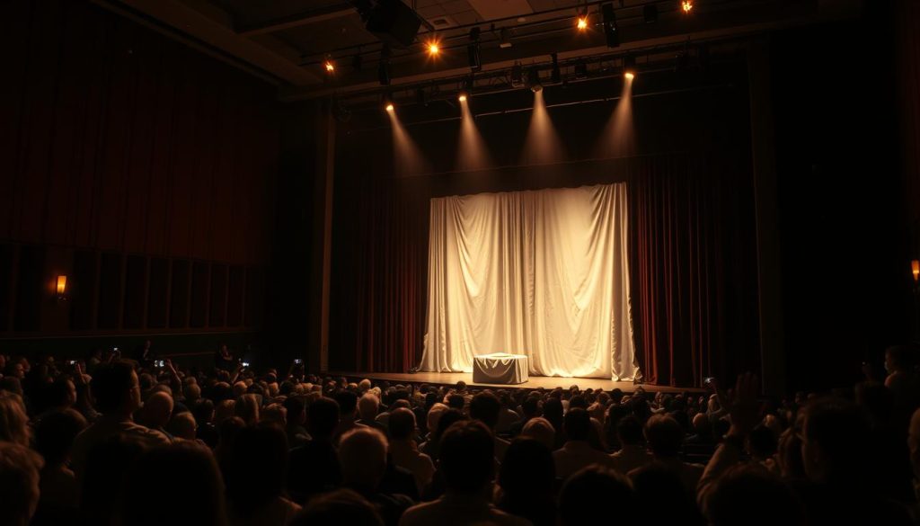 A dimly lit auditorium, the air thick with anticipation. On stage, a lone spotlight illuminates a draped object, hinting at the grand reveal to come. The audience leans forward, eyes wide with curiosity, as the tension builds. Suddenly, the cloth is pulled away, unveiling a breathtaking, one-of-a-kind artwork that captivates the crowd. Gasps of wonder fill the room, as the audience collectively experiences the thrill of discovery. Warm, golden lighting casts a dreamlike glow, heightening the sense of awe and excitement. Cameras flash, capturing the moment's energy and emotion, a testament to the power of memorable unveilings. A dimly lit auditorium, the air thick with anticipation. On stage, a lone spotlight illuminates a draped object, hinting at the grand reveal to come. The audience leans forward, eyes wide with curiosity, as the tension builds. Suddenly, the cloth is pulled away, unveiling a breathtaking, one-of-a-kind artwork that captivates the crowd. Gasps of wonder fill the room, as the audience collectively experiences the thrill of discovery. Warm, golden lighting casts a dreamlike glow, heightening the sense of awe and excitement. Cameras flash, capturing the moment's energy and emotion, a testament to the power of memorable unveilings.