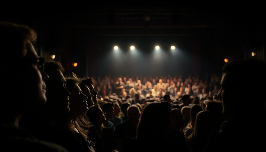 A dimly lit theater, the air thick with anticipation. On the stage, a Czechoslovak drama unfolds, captivating the audience. In the foreground, patrons lean forward, their expressions rapt as they soak in the performance. The middle ground reveals a sea of faces, each mirroring the emotional intensity of the scene. The background is shrouded in shadow, save for the soft glow of the stage lights, casting a warm, theatrical ambiance. The audience is transfixed, their collective energy palpable, creating a sense of shared experience and immersive engagement. A dimly lit theater, the air thick with anticipation. On the stage, a Czechoslovak drama unfolds, captivating the audience. In the foreground, patrons lean forward, their expressions rapt as they soak in the performance. The middle ground reveals a sea of faces, each mirroring the emotional intensity of the scene. The background is shrouded in shadow, save for the soft glow of the stage lights, casting a warm, theatrical ambiance. The audience is transfixed, their collective energy palpable, creating a sense of shared experience and immersive engagement.