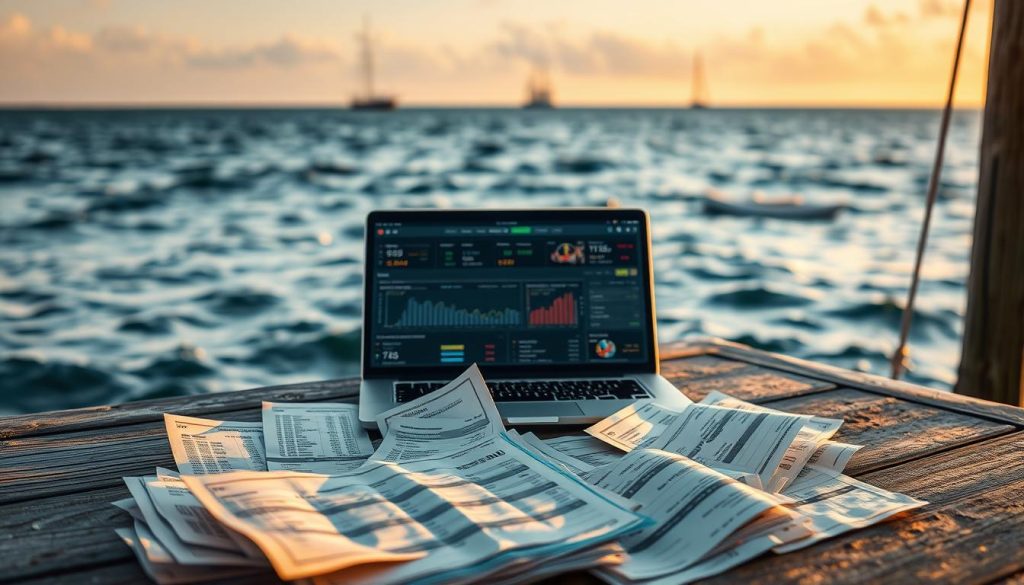A tranquil offshore scene, waves lapping against a weathered wooden dock. In the foreground, a collection of sports betting slips and betting sheets, worn and creased, conveying the thrill and suspense of high-stakes wagers. The middle ground features a laptop displaying detailed sportsbook reviews, with data visualizations and performance metrics casting a soft, ambient glow. In the background, a breathtaking panorama of the open ocean, the horizon dotted with sailboats and fishing vessels, evoking a sense of adventure and the unpredictability of chance. Warm, golden lighting filters through, creating a palpable atmosphere of contemplation and the pursuit of athletic excellence. A tranquil offshore scene, waves lapping against a weathered wooden dock. In the foreground, a collection of sports betting slips and betting sheets, worn and creased, conveying the thrill and suspense of high-stakes wagers. The middle ground features a laptop displaying detailed sportsbook reviews, with data visualizations and performance metrics casting a soft, ambient glow. In the background, a breathtaking panorama of the open ocean, the horizon dotted with sailboats and fishing vessels, evoking a sense of adventure and the unpredictability of chance. Warm, golden lighting filters through, creating a palpable atmosphere of contemplation and the pursuit of athletic excellence.