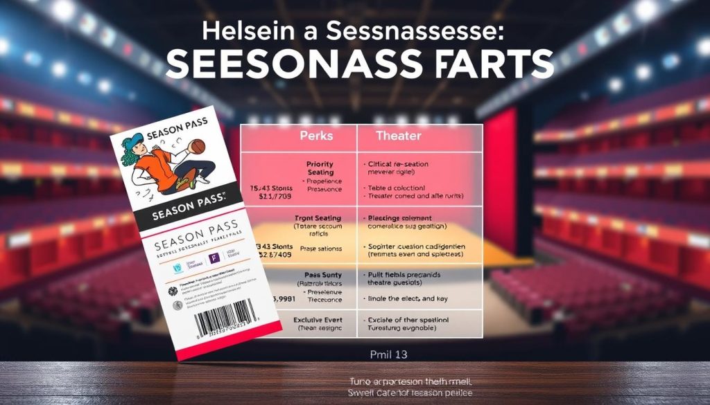 A comparative infographic showcasing the benefits of a season pass in the sports and arts industries. In the foreground, two contrasting tickets or cards representing a season pass for a sports team and a theater company. The sports pass features dynamic graphics and iconography, while the arts pass has a more minimalist, refined design. In the middle ground, a grid-like layout displaying the key perks of each pass, such as priority seating, discounts, exclusive events, and more. The background has a blurred backdrop of a sports stadium and a theater stage, conveying the distinct settings. The lighting is crisp and well-balanced, with a color palette that echoes the branding of the two institutions. The overall mood is informative yet visually striking, making the comparison between the two passes clear and compelling. A comparative infographic showcasing the benefits of a season pass in the sports and arts industries. In the foreground, two contrasting tickets or cards representing a season pass for a sports team and a theater company. The sports pass features dynamic graphics and iconography, while the arts pass has a more minimalist, refined design. In the middle ground, a grid-like layout displaying the key perks of each pass, such as priority seating, discounts, exclusive events, and more. The background has a blurred backdrop of a sports stadium and a theater stage, conveying the distinct settings. The lighting is crisp and well-balanced, with a color palette that echoes the branding of the two institutions. The overall mood is informative yet visually striking, making the comparison between the two passes clear and compelling.