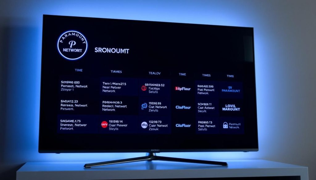 Paramount Network showtimes schedule displayed on a sleek, modern TV screen. The screen shows a grid layout with clear program titles, time slots, and network logos. The interface is crisp and minimalist, with a dark, elegant color scheme that complements the Paramount brand. Soft, directional lighting illuminates the screen, creating depth and dimension. The overall composition conveys a sense of professionalism and attention to detail, reflecting the high-quality programming featured on the Paramount Network. Paramount Network showtimes schedule displayed on a sleek, modern TV screen. The screen shows a grid layout with clear program titles, time slots, and network logos. The interface is crisp and minimalist, with a dark, elegant color scheme that complements the Paramount brand. Soft, directional lighting illuminates the screen, creating depth and dimension. The overall composition conveys a sense of professionalism and attention to detail, reflecting the high-quality programming featured on the Paramount Network.